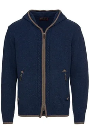 Reitmayer Strickjacke Kapuzenstrickjacke mit Zopfmuster blau 56