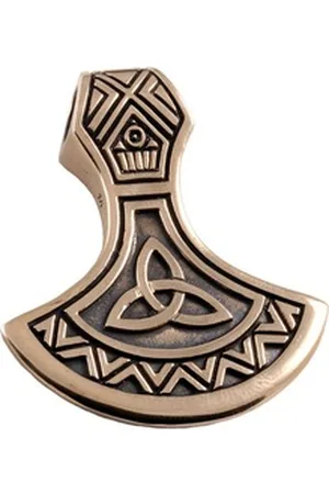 HOPLO Kettenanhänger Axt Amulett Runen Inschrift Bronze Anhänger Schmuck Wikinger Triquetra