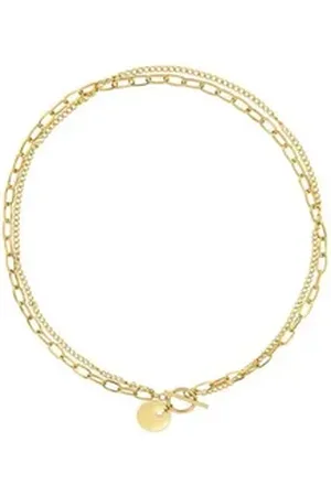 Lascana Kette mit Anhänger, mit T-Stegverschluss und Anhänger, Gliederkette, Halsschmuck goldfarben