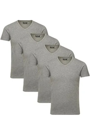 JACK & JONES T-Shirt (Spar Set, 4er-Pack) V-Neck grau M