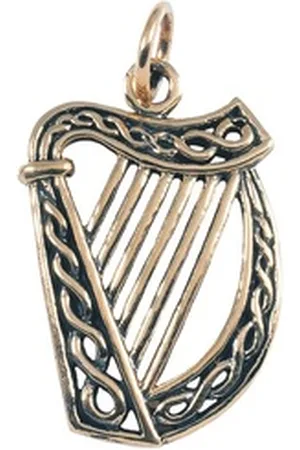 HOPLO Kettenanhänger Keltische Irische Harfe klein Anhänger Schmuck Bronze Irish Harp 13x2