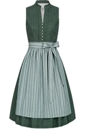 Nübler Trachtenkleid Dirndl midi Jette in Petrol von 2 teiliges Set aus Damen Dirndl kurz und Schürze, moderne Tracht grün 34