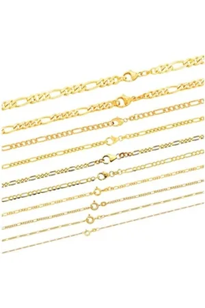 HOPLO Goldkette Goldkette Figarokette Länge 21cm - Breite 2,8mm (5 Ringe) - 585-14 Kar goldfarben 21 cm Armkette Herren | 2.8 mm