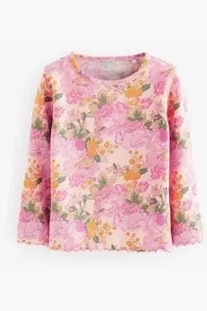 Next Langarmshirt Geripptes Langarmshirt mit hohem Baumwollanteil (1-tlg) rosa 80-86 (12-18 Mon.)