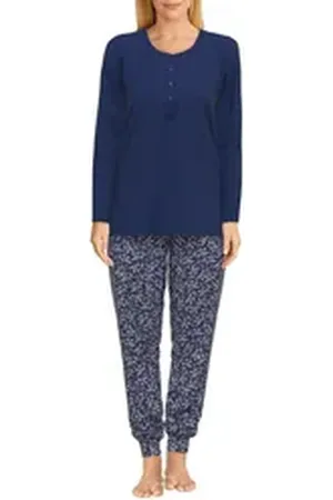 Götzburg Pyjama Damen Pyjama blau bedruckt (1 tlg) blau 46