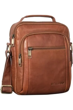 STILORD Schultertasche "Lucky" Umhängetasche Herren Klein Leder Handtasche braun