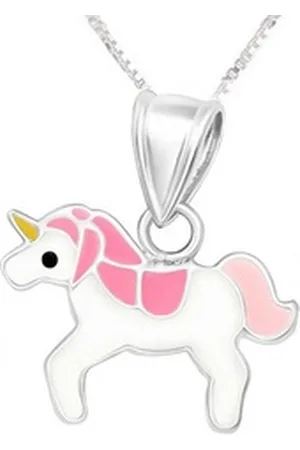 schmuck23 Kettenanhänger Anhänger Kette Einhorn 925 Silber Kinder Mädchen (Halskette mit Anhänger), Silberanhänger Kettenanhänger Kinderschmuck Halskette rosa
