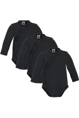 Makoma Langarmwickelbody Baby Body Wickelbody für Neugeborene Jungen & Mädchen (Spar-Set, 3-tlg., 3er-Pack) 100% Baumwolle schwarz 56