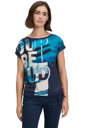 Betty & Co Kurzarmshirt Betty & Co Casual-Shirt mit Print (1-tlg) Druck blau S