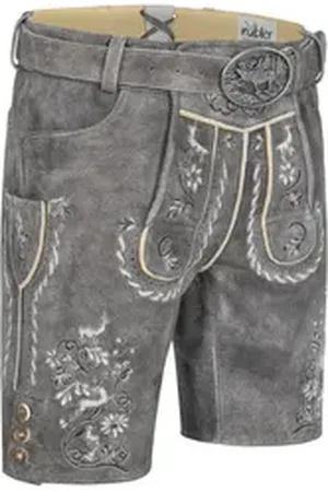 Nübler Trachtenlederhose Lederhose kurz Norbert in Grau von 52
