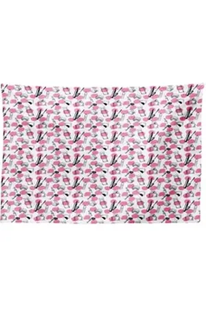 Abakuhaus Wandteppich Wohnzimmer Schlafzimmer Wandtuch Seidiges Satin Wandteppich, rechteckig, Kosmetika Parfüm Lippenstift Make-up rosa|grau 150 cm x 100 cm