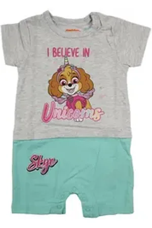 Paw Patrol Kurzarmwickelbody Skye Baby Mädchen Body Strampler Gr. 62 bis 92, 100% Baumwolle grau 92