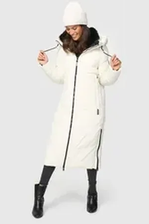 Marikoo Winterjacke Nadaree XVI Stepp Mantel mit großer Kapuze weiß XL