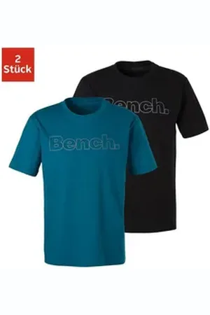 Bench T-Shirt (2-tlg) Shirt mit Logoprint, Basicshirt mit Rundhals aus reiner Baumwolle bunt|schwarz XL