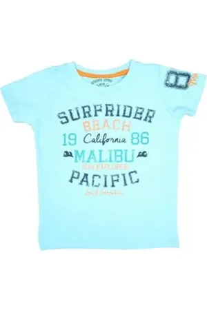 Lemon Beret T-Shirt Jungen T-Shirt "Malibu" Print hellblau aus reiner Baumwolle, mit Frontprint blau 116-122