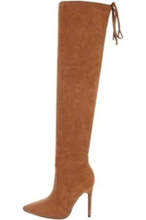 Ital-Design Damen Party & Clubwear Overkneestiefel (81809908) Pfennig-/Stilettoabsatz High-Heel Stiefel in Camel braun 38 EU