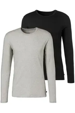 H.I.S H.I.S Langarmshirt (Packung, 2er-Pack) Doppelpack Unterziehshirt aus Baumwoll-Mix grau|schwarz L
