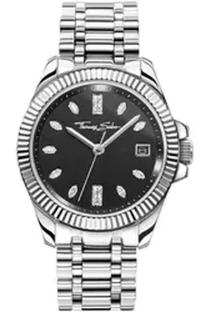 Thomas Sabo Quarzuhr DIVINE WA0406-201-203-33 MM, Armbanduhr, Damenuhr, Datum, Mineralglas mit Saphirbeschichtung silberfarben