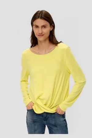 QS by s.Oliver Langarmshirt Longsleeve mit Wickeldetail Knoten gelb 46