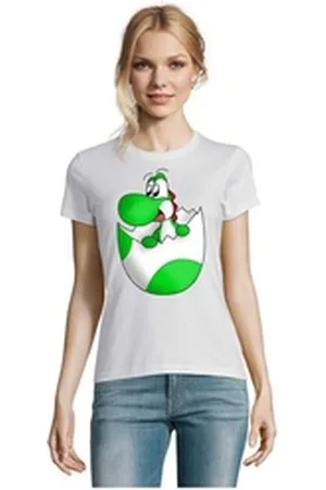 Blondie & Brownie T-Shirt Damen Baby Yoshi Ei Mario Super Retro Konsole Gaming weiß M