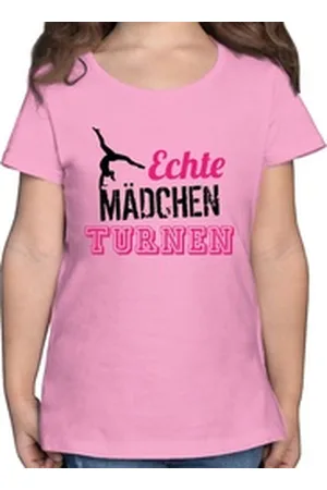 Shirtracer T-Shirt Echte Mädchen turnen fuchsia - schwarz Kinder Sport Kleidung rosa 104 (3/4 Jahre)