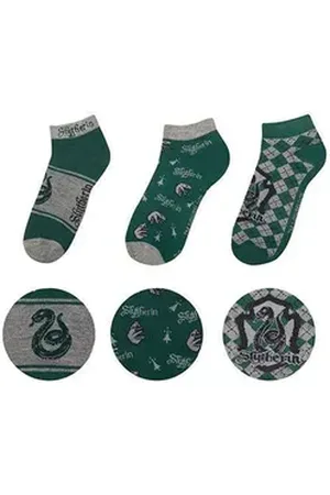 Cinereplicas Socken Slytherin Knöchelsocken 3er-Pack Zauberhaft weiche Knöchelsocken für jeden waschechten Harry Potter F grün