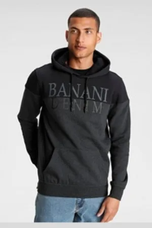Bruno Banani Kapuzensweatshirt Langarm, bedruckt und meliert, aus Baumwollmischung grau|schwarz XL (56/58)