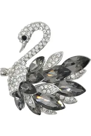 Firetti Brosche Schmuck Geschenk Ansteckschmuck Schwan, mit Glasstein silberfarben