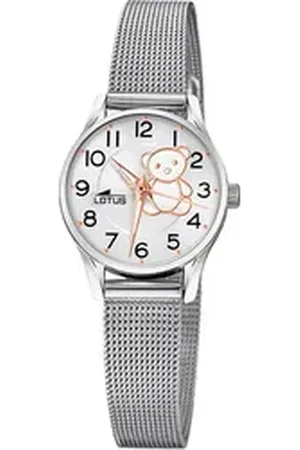 Lotus Quarzuhr Kinderuhr Edelstahl silber , (Analoguhr), Kinder Armbanduhr rund, klein (ca. 23mm), Edelstahl silberfarben