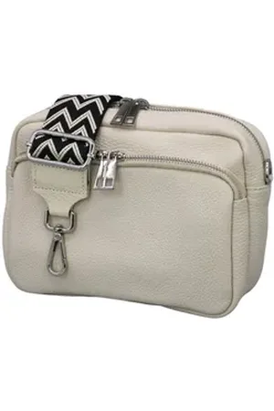 Adel Bags Schultertasche BELLA Umhängetasche für Damen, Schultertasche mit 2 Wechselriemen, echtes Leder, hergestellt in Italien beige