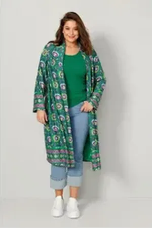 Angel of Style Angel of Style Sommerjacke Kaftan floraler Druck offene Form Langarm bunt 54