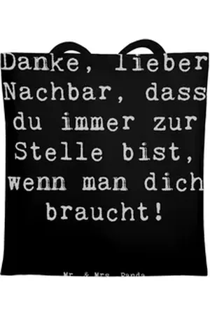 Mr. & Mrs. Panda Tragetasche Danke Nachbar - Schwarz - Geschenk, wenn man dich braucht, Nachbarsch (1-tlg), Modisches Design schwarz