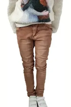 familytrends Slim-fit-Jeans mit verspielter Pailletten-Applikation braun 128