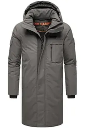 Stone Harbour Regenmantel Xandroo XX Langer Herren Wintermantel mit Kapuze grau L (52)