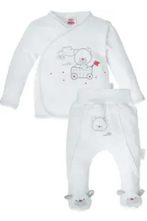 Makoma Erstausstattungspaket Baby Wickeljacke, Shirt, Hose mit Fuß unisex Organic White (Set, 2-tlg., 2-tlg) 100% Baumwolle weiß 68
