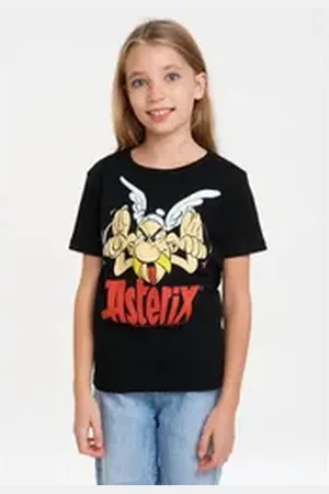 LOGOSHIRT T-Shirt Asterix - Grimasse mit Asterix-Frontprint schwarz 80/86