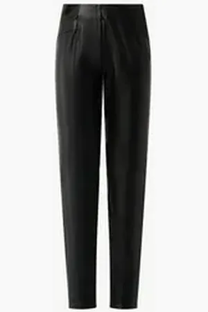 Comma, Comma 7/8-Hose Elastische Leggings aus Lederimitat Ziernaht schwarz 38