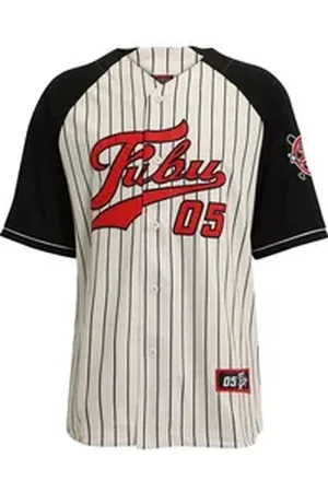 FUBU Kurzarmhemd Herren FM231-008-1 Varsity Pinstriped Baseball Shirt (1-tlg) L