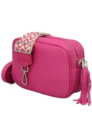 Adel Bags Schultertasche QUASTE Umhängetasche für Damen, Schultertasche, Crossbody Bag, aus echtem Leder, Hergestellt in Italien, mit gemustertem Gürtel