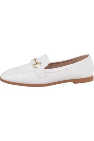 Ital-Design Damen Mokassins Freizeit Slipper Blockabsatz Mokassins in Weiß weiß 36 EU