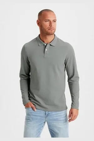 beachtime Langarm-Poloshirt Shirt mit Polokragen und Knopfleiste aus Baumwoll-Piqué grau XL (56/58)