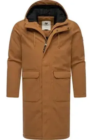 Ragwear Wintermantel Mr Them Long lange wasserdichte Herren Winterjacke mit Kapuze braun S (48)