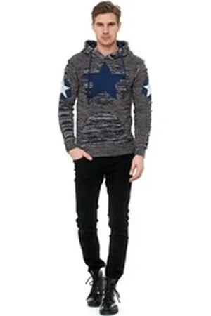 Rusty Neal Kapuzensweatshirt mit großem Stern-Design blau|grau S