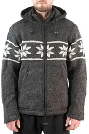 Kunst und Magie Kapuzenstrickjacke Snowboard Nordisch Strick/Wolljacke+Fleecefutter&abnehmbare Kapuze schwarz XXL