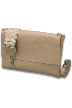 Adel Bags Schultertasche CALI Schlanke Tasche mit 3 Fächer, Slim Crossbody Bag Echtes Leder