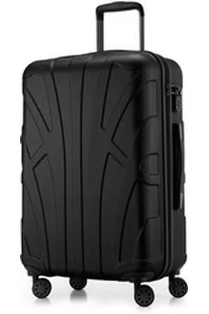 SUITLINE Koffer S1, 4 Rollen, mittelgroßer Hartschalen-Koffer Check-In Reisekoffer TSA 68 L schwarz