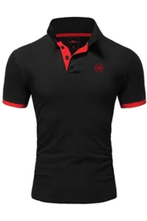 amaci Poloshirt MEMPHIS Basic Kontrast Polo Shirt rot|schwarz 4XL