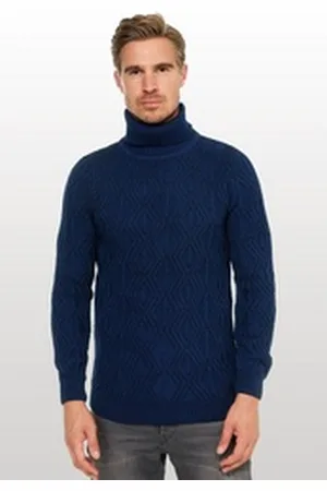 Rusty Neal Rollkragenpullover in modischem Design blau XL
