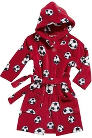 Playshoes Kinderbademantel Fleece-Bademantel Fußball rot 146/152