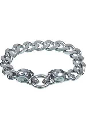Aaron Bane Königsarmband Double Skull Herren Armband aus Edelstahl, mit Federring Verschluss (1-tlg), passend zu jedem Anlass